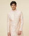 Rose Pink Peacock Motif Sherwani Set image number 0